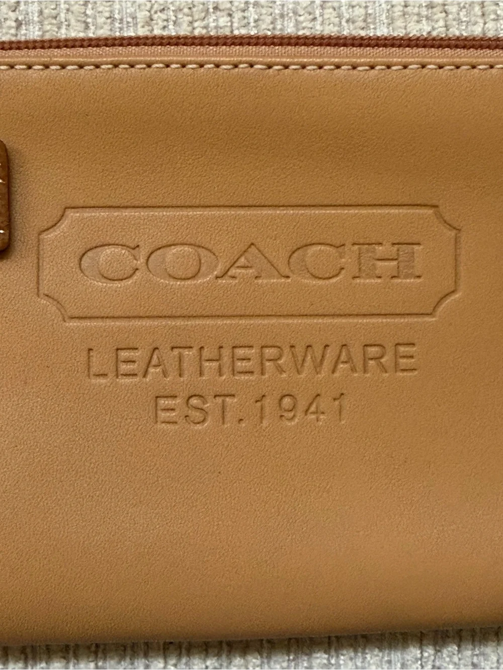 Coach Tan Leather Wristlet Clutch
